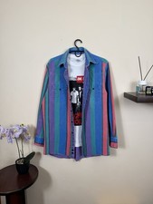 VTG Wrangler brushpopper multi bold stripe shirt 15.5 - 33