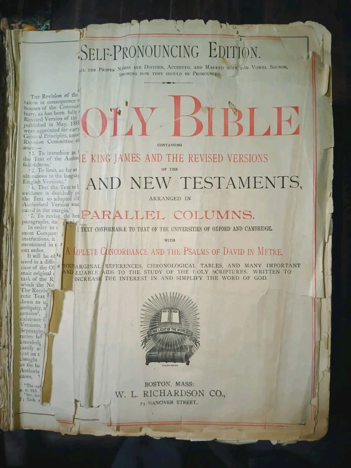 Holy Bible Self Pronouncing Edition 1892 Leather Bound exceptionally rare. - Image 3 of 4