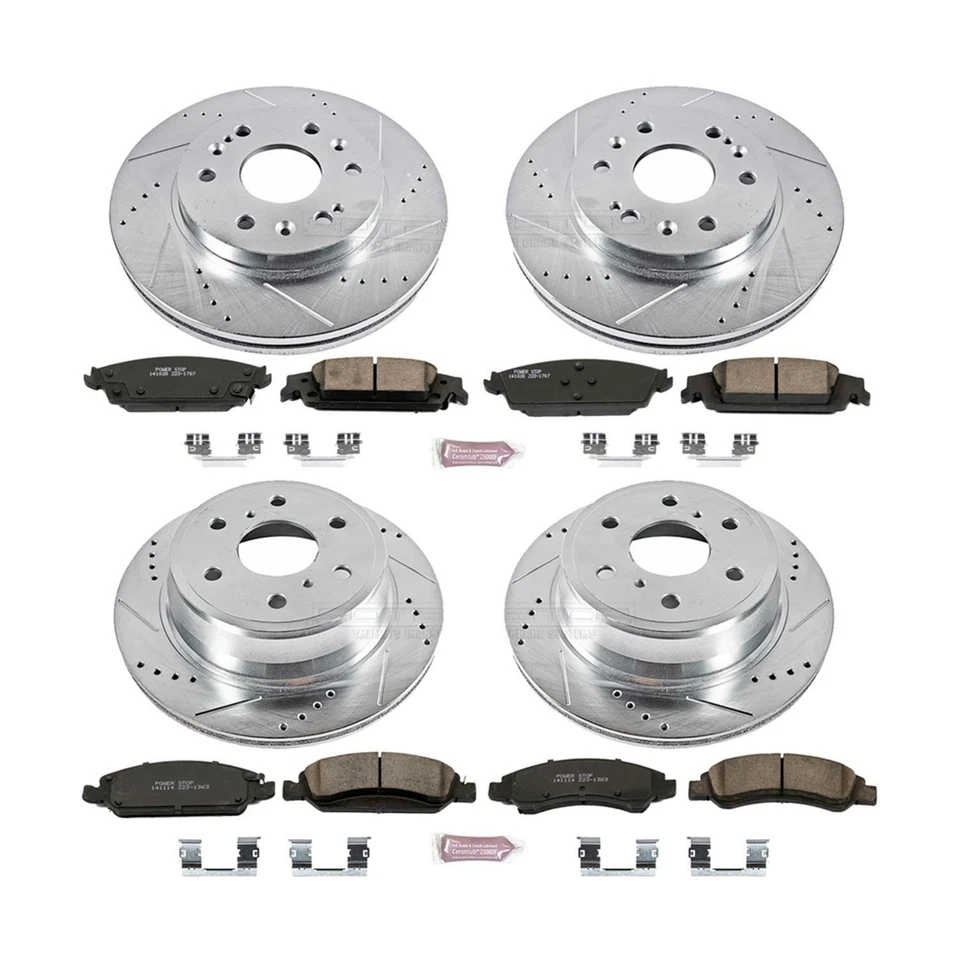 Kit de pastillas de freno ranurado Powerstop Z23 Daily Driver delantero + trasero para Chevy GMC Foto 2 de 4