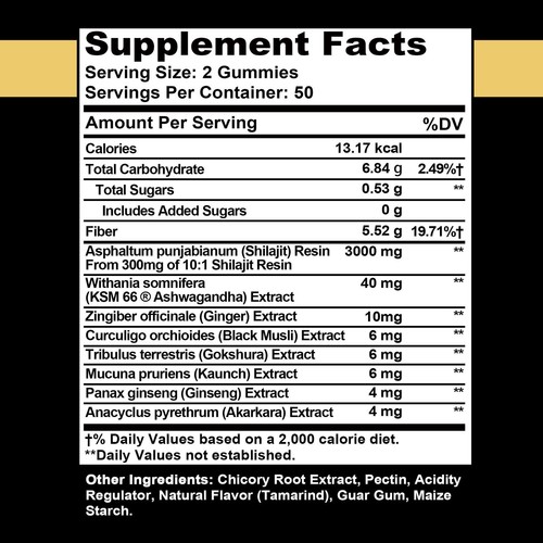Shilajit Gummies - Ashwagandha, Tribulus Terrestris -Energy, Endurance, Immunity - Picture 2 of 12