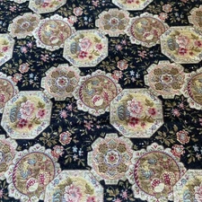 VTG Michael Miller Fabric Cotton Quilting Tokyo Plates Cottage Beige Black 42x50