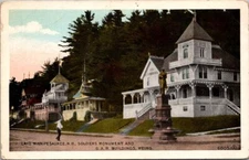 Postcard Soldiers Monument GAR Buildings Weirs Lake Winnipesaukee NH