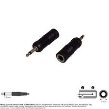 Adapter Audio 0.25" 1/4 Quarter Inch Female Mono Jack 3.5mm Male Mono Plug