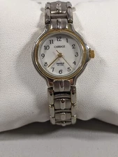 Carriage By Timex Indiglo White Dial Round Silver Tone Case 24 mm Link Bnd Watch
