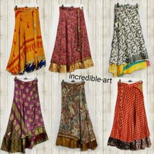 Wholesale Pack Vintage Silk Long Sari Recycled Magic Wrap Around Skirts Regular