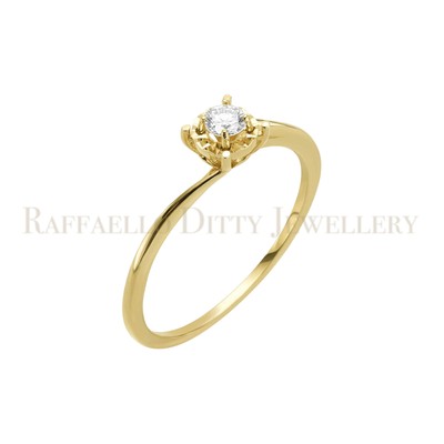 0,15 kt runder Diamant Solitär Set Verlobungsring 14 kt Gelbgold Bypass-Stil