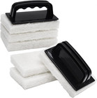 Yoleshy Handled Scrubber Set, Non-Scratch Bathroom Scrubbing Pads, Bathtub Scrub