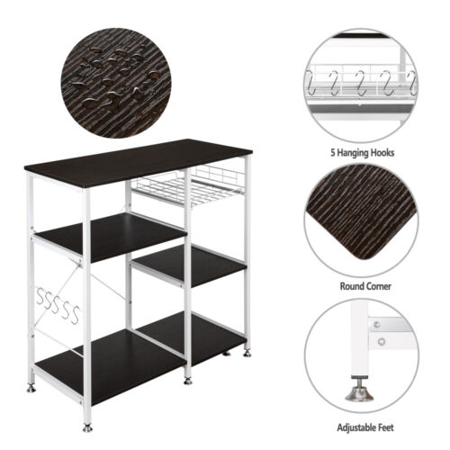 3-Tier Home Kitchen Bakers Rack Utility Microwave Oven Stand Storage Cart US - Picture 4 of 11