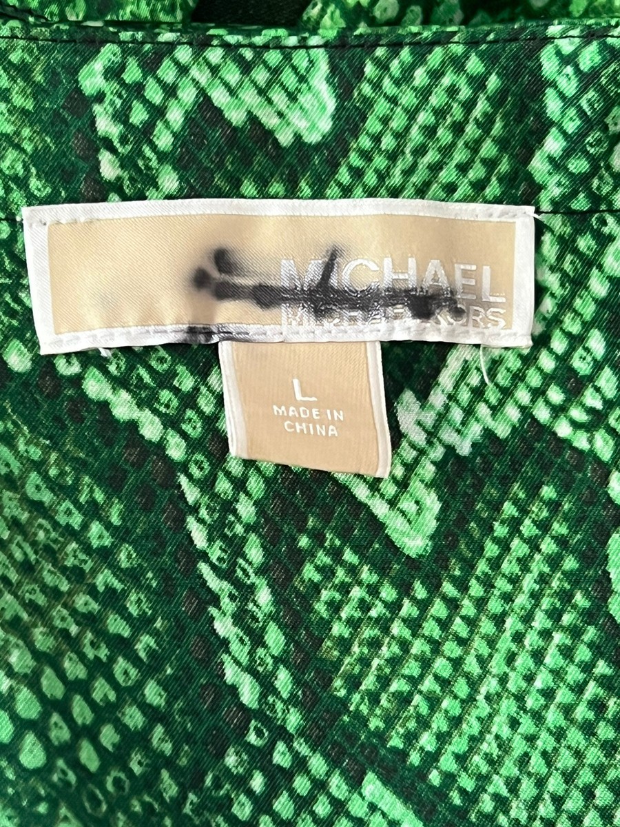 NWOT Michael Kors V-neck Python Print Green Tunic L Long