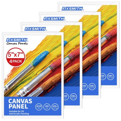 Canvas Boards for Painting 5x7 Inch, Super Value 4 Pack Paint Canvases, White...