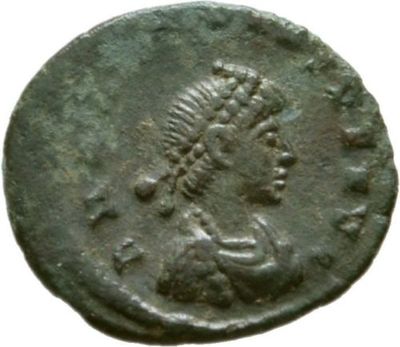 Ancient Rome  383- 408 AD ARCADIUS AE4 NUMMUS VICTORY CAPTIVE #1