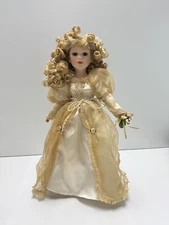 Vintage Porcelain Doll 18 in Blond hair with a stand