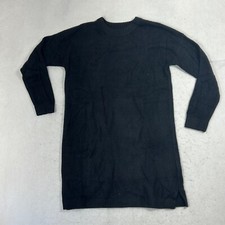 Lands' End Slounge Sweater Dress Black Lounge Crew Neck Size Medium 10-12 Womens