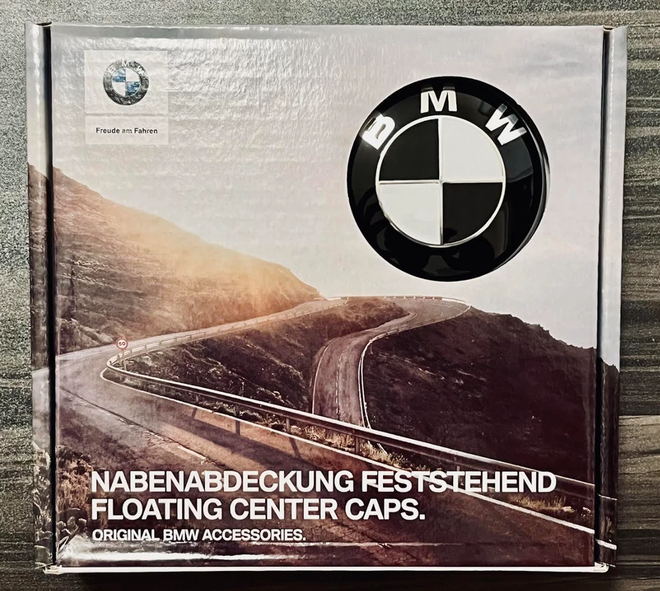 68MM Black & White FLOATING Wheel Center Caps For  (Set of 4) - #1 - Imagem 3 de 3