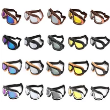 Motorcycle Goggles Scooter Mopeds Bike Vintage Aviator Pilot Cruiser Half Helmet