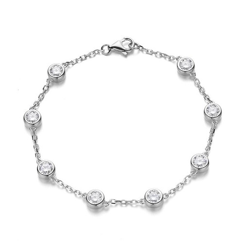 4mm D VVS1 Moissanite Bubble Tennis Chain Bracelet Gift For Her 18k Gold Plated - Picture 14 of 16