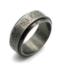 Wikinger Runen Ring mit Drehfunktion aus Edelstahl Antik Silber Nordic Runenring