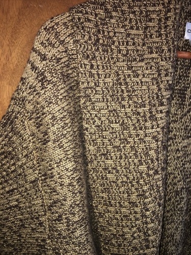 Womens Chicos Open Cardigan ,Brown Gold Short Sleeve Shawl Collar, Size M , d00 - Picture 12 of 16