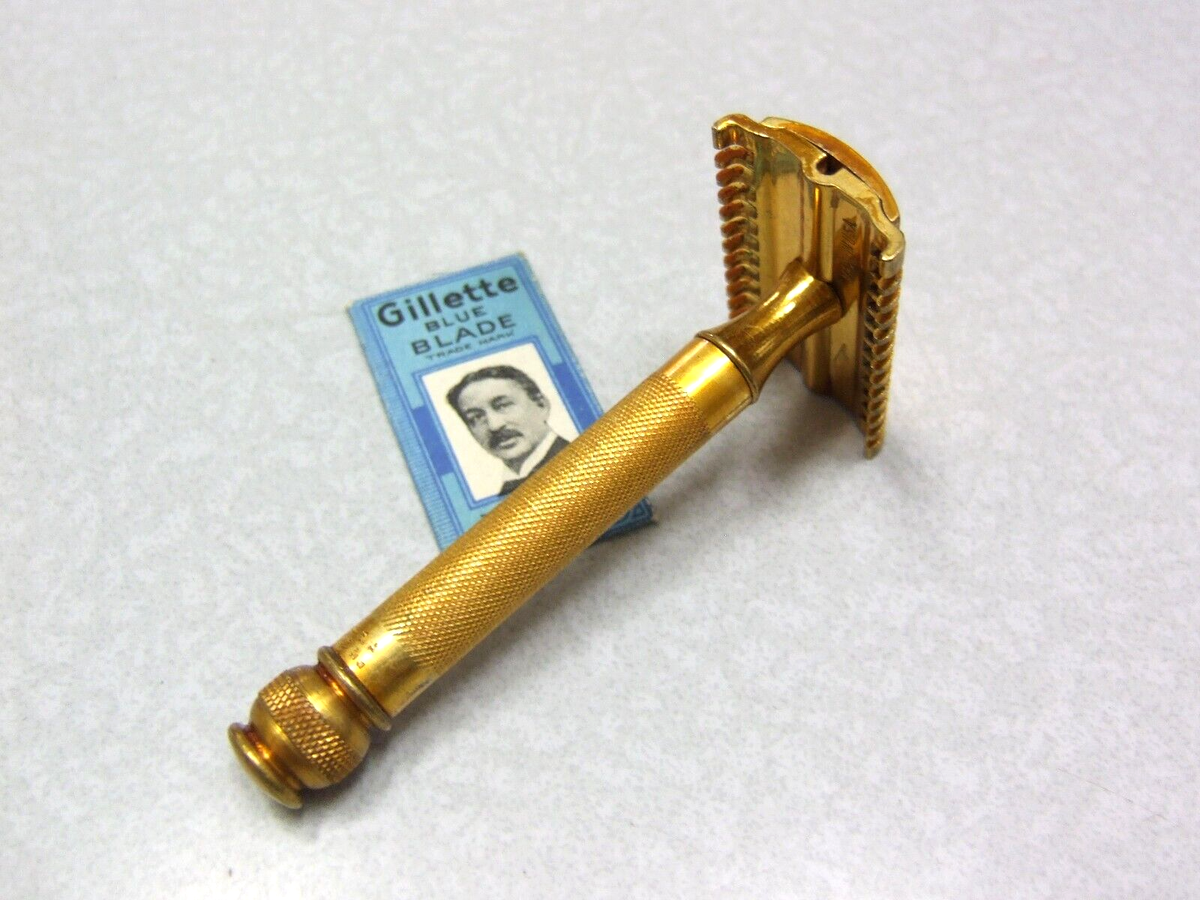 Gillette 1930's Gold Plate NEW Ball Handle Double Edge Safety