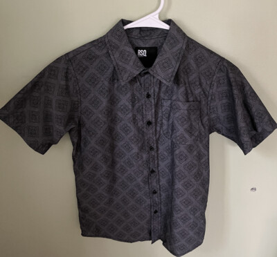 RSQ Collective Boys Short Sleeve Casual Button Down Shirt Gray/Black Size Small