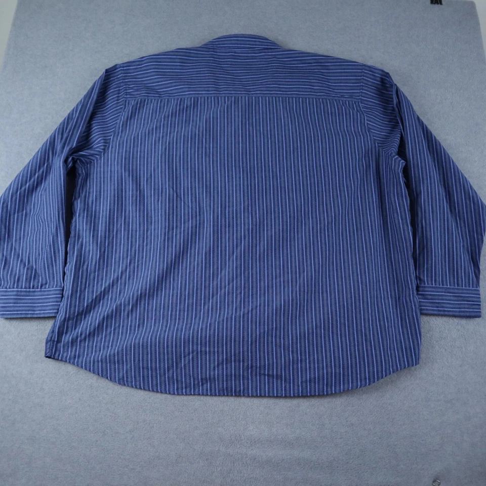 Haband Shirt Mens 3XL Western Cowboy Rodeo Pearl Snap Blue Striped Long Sleeve - Image 3 of 4