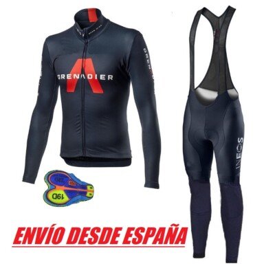 EQUIPACION CICLISMO INVIERNO TERMICA CONJUNTO MAILLOT CULOTE GEL INEOS GRENADIER