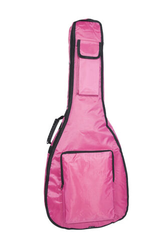 PINK FULL SIZE 41 inch acoustic guitar bag carry case straps SUPER STRONG padded - Imagen 1 de 2