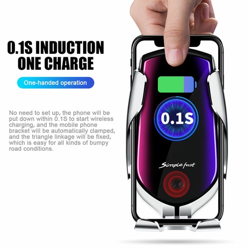 SMART SENSOR WIRELESS CAR CHARGER SIMPLE FAST AUTOMATIC PHONE HOLDER 2 IN 1 - Picture 6 of 20