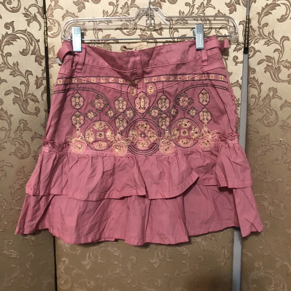 Da-Nang KIDS Pink Paisley Embroidered Ruffle Tiered Skirt Size Large 14 16 - Image 4 of 4