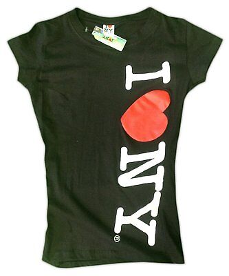 I Love NY New York Womens T-Shirt Spandex Vertical Heart Black | eBay