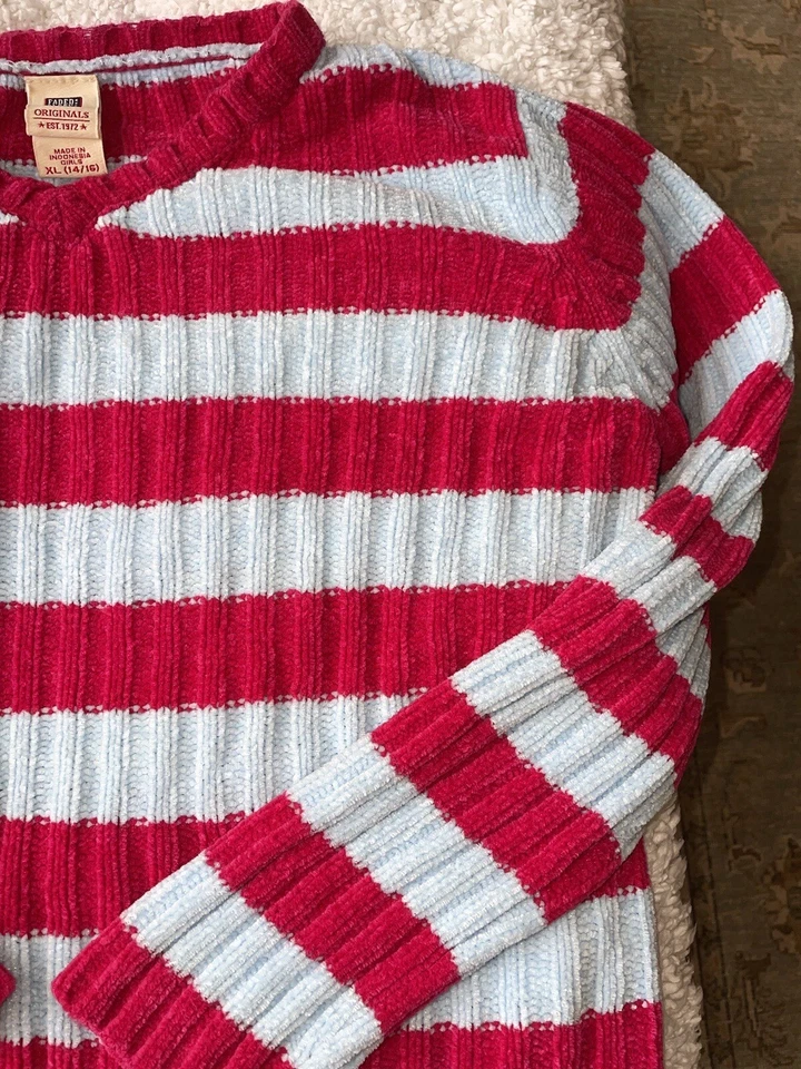 Faded Glory Girls talla Suéter cuello en V azul y rosa 14/16. Suave, adorable Foto 2 de 4