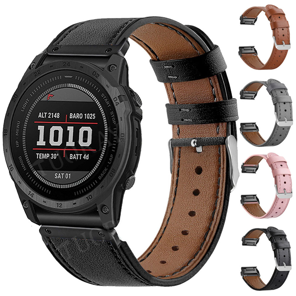 Quick Fit Leather Watch Band Strap For Garmin Fenix E 7X 6X Pro 5X Plus
