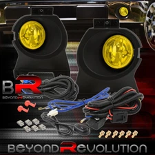 For 2011-2014 Ford F150 Yellow Bumper Fog Light Lamps Assembly + Bezel Wires Kit