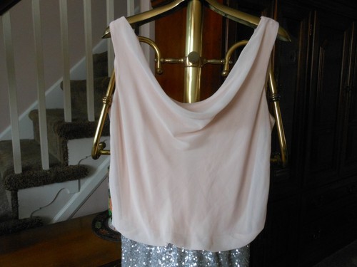 CHIFFON AND SILVER SEQUIN PARTY DRESS SIZE S,CROSSOVER BACK, BY ''AS YOU WISH'' - Picture 2 of 12