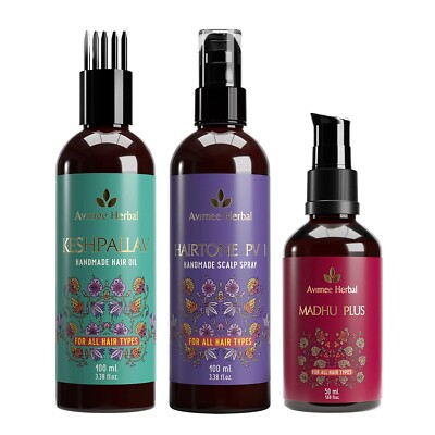 Avimee Herbal Keshpallav Oil,Hairtone PV 1 Scalp Spray&Hair Serum Combo 100+50ml