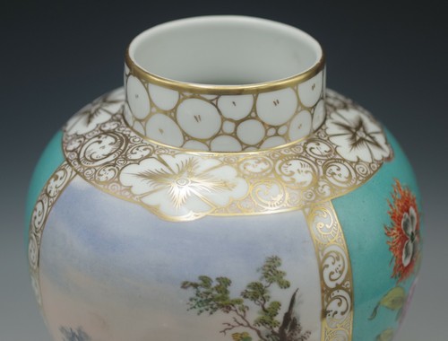 HELENA WOLFSOHN DRESDEN MEISSEN BLANK URN VASE 14" HUNT SCENE ANTIQUE C.1880 - Picture 8 of 11