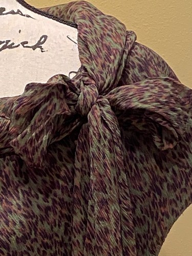 Dana Buchman~ Olive~Maxi~A-line~Dress~Bow detail~ Silk~Size 16~NWOT - Picture 2 of 6