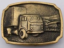 Semi Trucker Box Truck Delivery Driver Solid Brass Vintage Belt Buckle