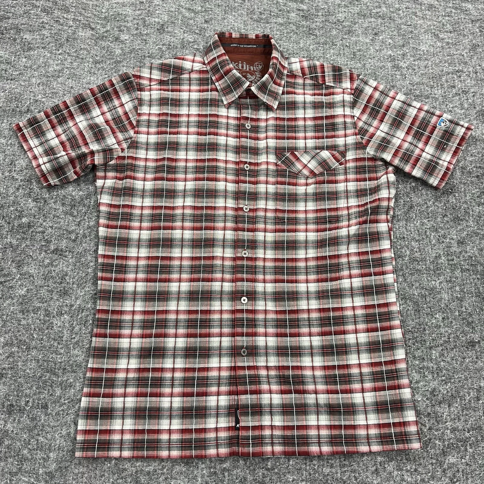 Kuhl Shirt Mens Medium Red Plaid Button Up Hiking Fishing Camping