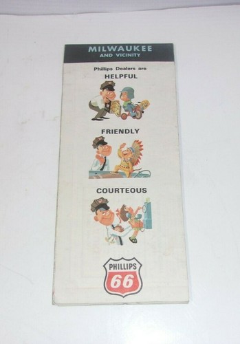 1963 Vintage Phillips 66 Gas Station Milwaukee Road Map - Picture 2 of 5