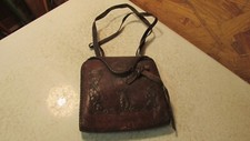 Antique Meeker Tooled Leather Handbag