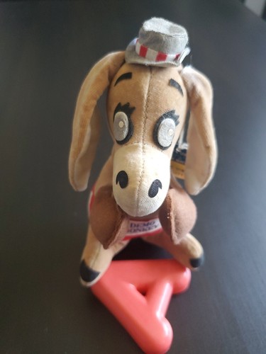 Set Of 2 Dream Pets - Demo Donkey & Gop Elephant - Hard Stuffed Plush Dakin VTG - Picture 10 of 24