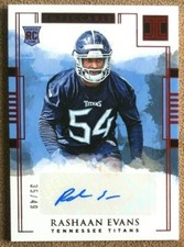 Rashaan Evans 2018 Panini Impeccable Rookie Autograph Red #165 /49 Titans Insert