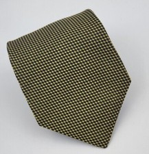 Brooks Brothers Makers Silk Tie Gold Black Geometric Dots Men 56.5 x 3.75