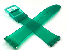 For Vintage Men's Swatch Transparent Green Plastic 17mm Watch Strap