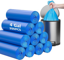 Compostable Trash Bags - 4 Gallon, 200 Packs, Biodegradable, Blue Recycle Bags,