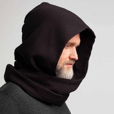 Medieval Hooded Scarf for Women Gothic Men Shawl with Hood Medieval Hood Scarf