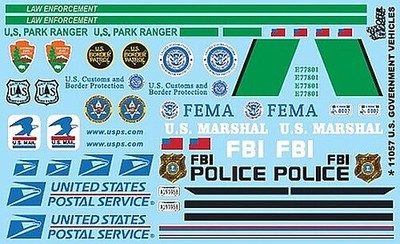 Gofer-Racing US Government Vehicles - Plastic Model Vehicle Decal - 1/24-1/25