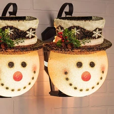 Snowman Christmas Porch Light Covers - 12 Inch, 2 Pack Holiday Decorations
