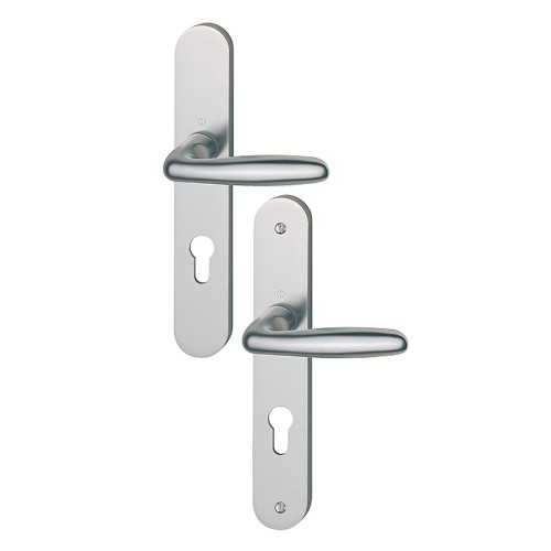 Poignée de porte Verona HOPPE sur plaque clé I aspect inox entraxe 195mm